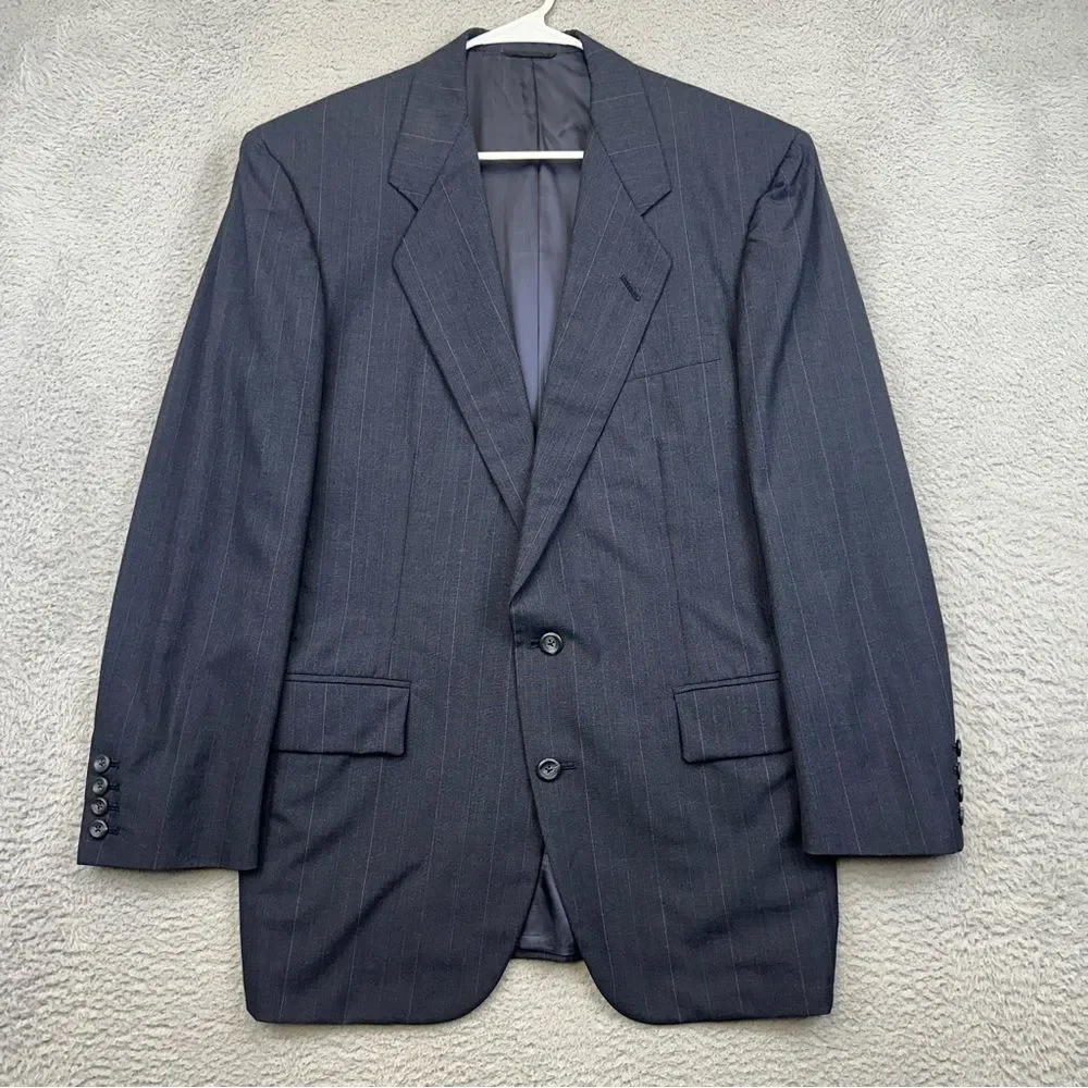 Holland & Sherry Savile Row Blazer Mens 42R Blue Bespoke Vintage USA Made Wool